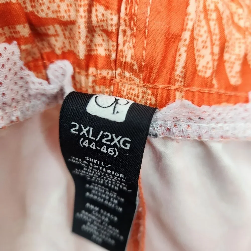 OP Mens Orange Floral Print Cargo Swim Trunks Size 2XL 44-46